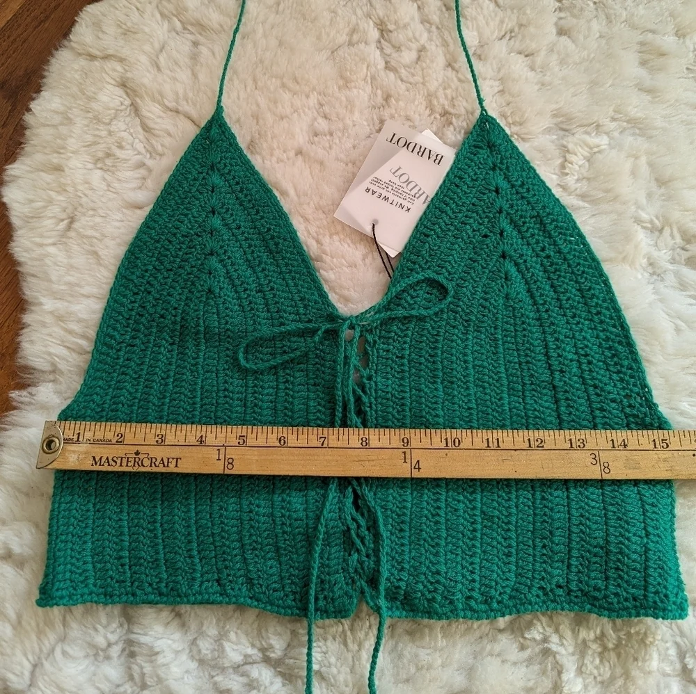 Bardot Green lia knit top medium - Picture 13 of 15